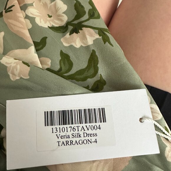 WORN ONCE- Reformation Veria Silk Bridesmaid Dress Sz 4 in Tarragon Halter - Picture 3 of 12